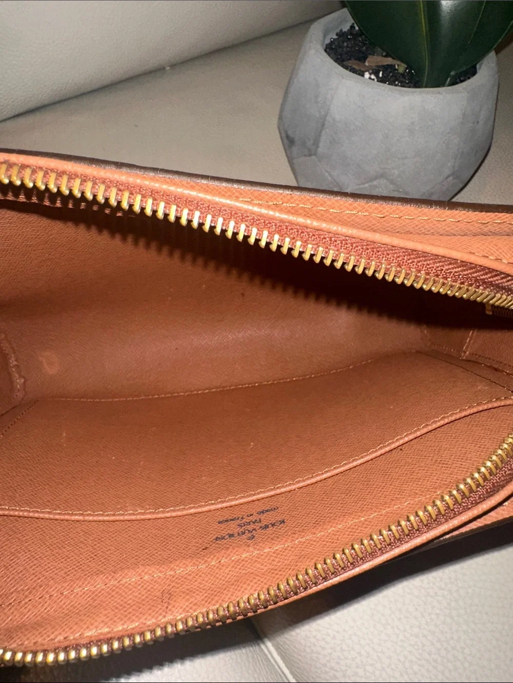 Louis Vuitton Monogram Canvas Wristlet in Brown and Gold